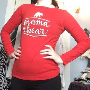 Red and White Mama Bear Long-sleeve Tee